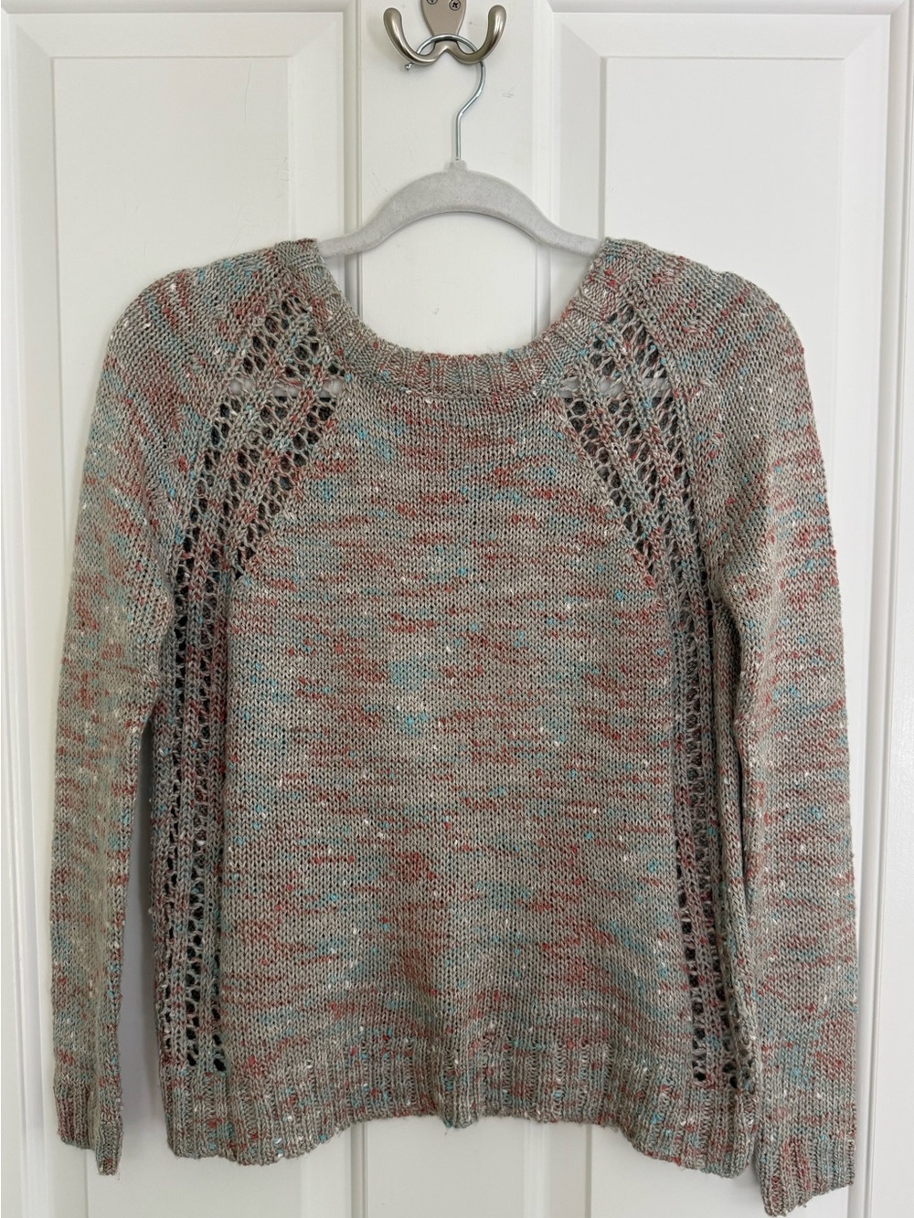 Olive & Oak Women’s Open-Stitch Sweater - Multi-Tone Gray/Blue/Pink Size SM
